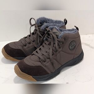 UPSOLO Men Sz 10 Winter Trekking Snow Boots Water Resistant  Anti-Slip Fur Brown